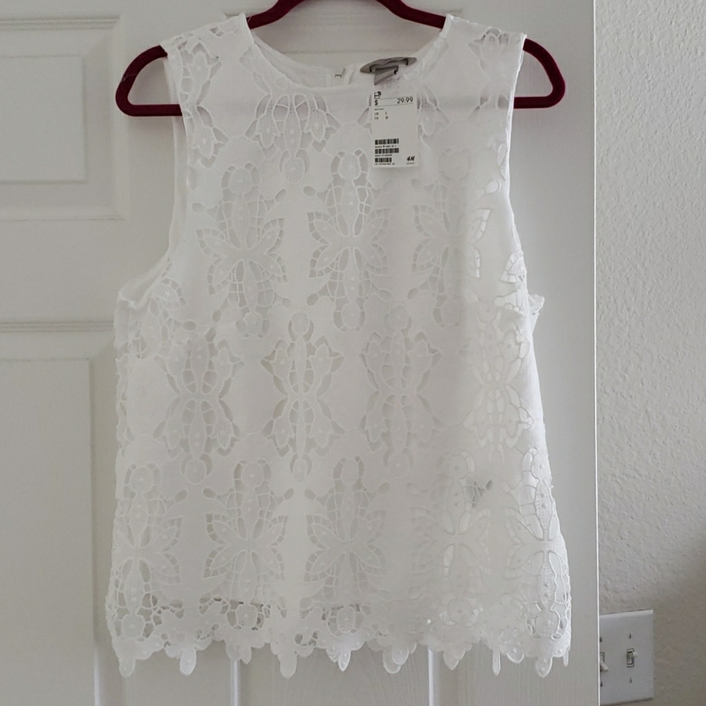 H&M White Lace Top